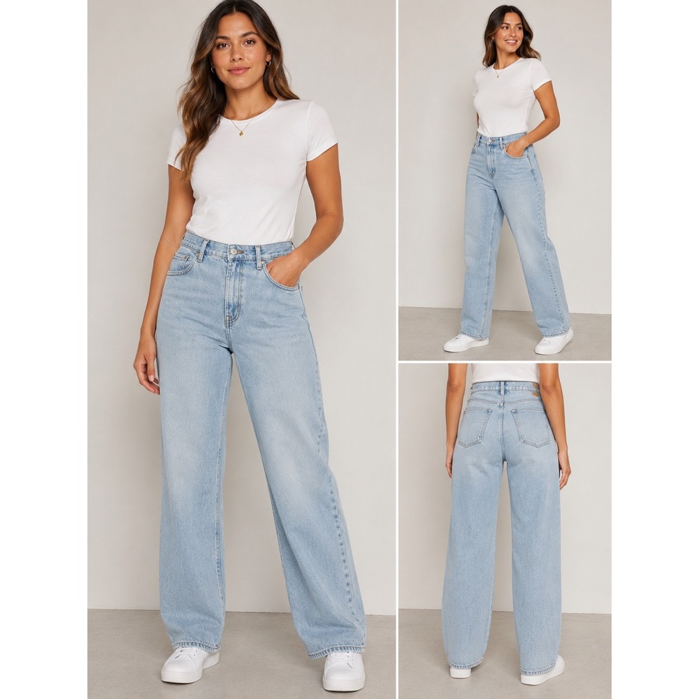 Old Navy OG Loose High Rise Women's Light Wash Wide Leg Jeans Size 14 Blue Pants